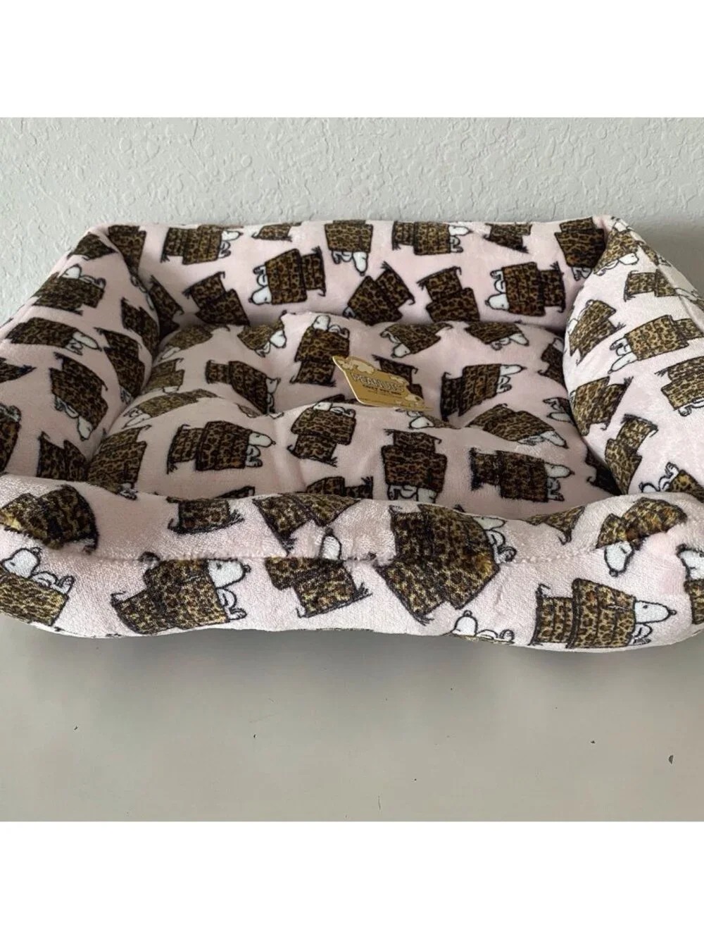 Peanuts Snoopy Small Dog Pet Cozy Cuddler Bed Animal Print Leopard Doghouse NEW